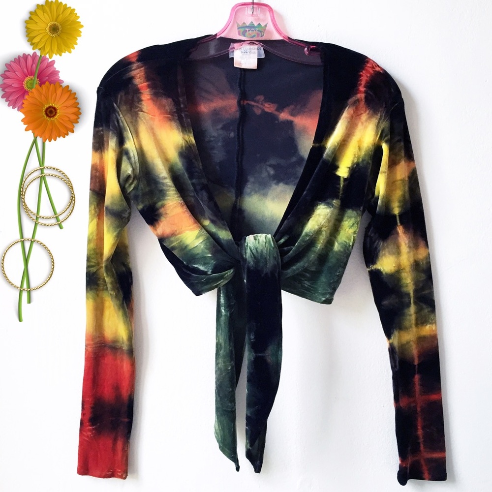 PATRICIA FIELD Velvet Tie Dye Wrap Top